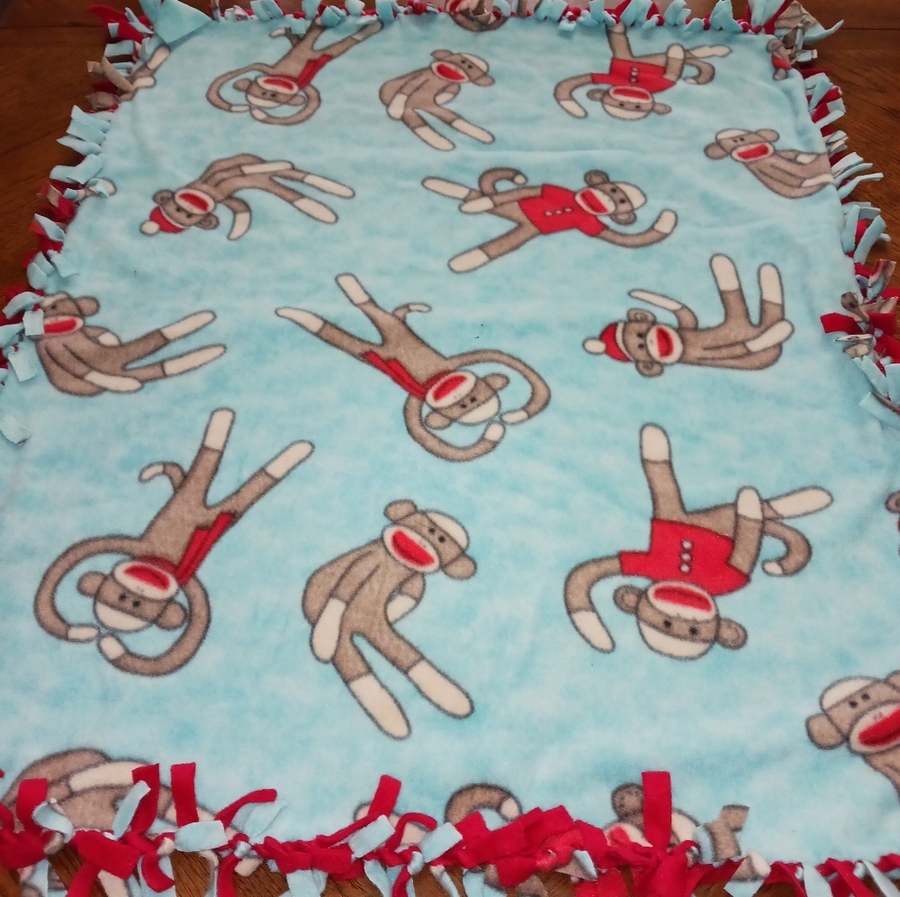 Sock monkey baby blanket